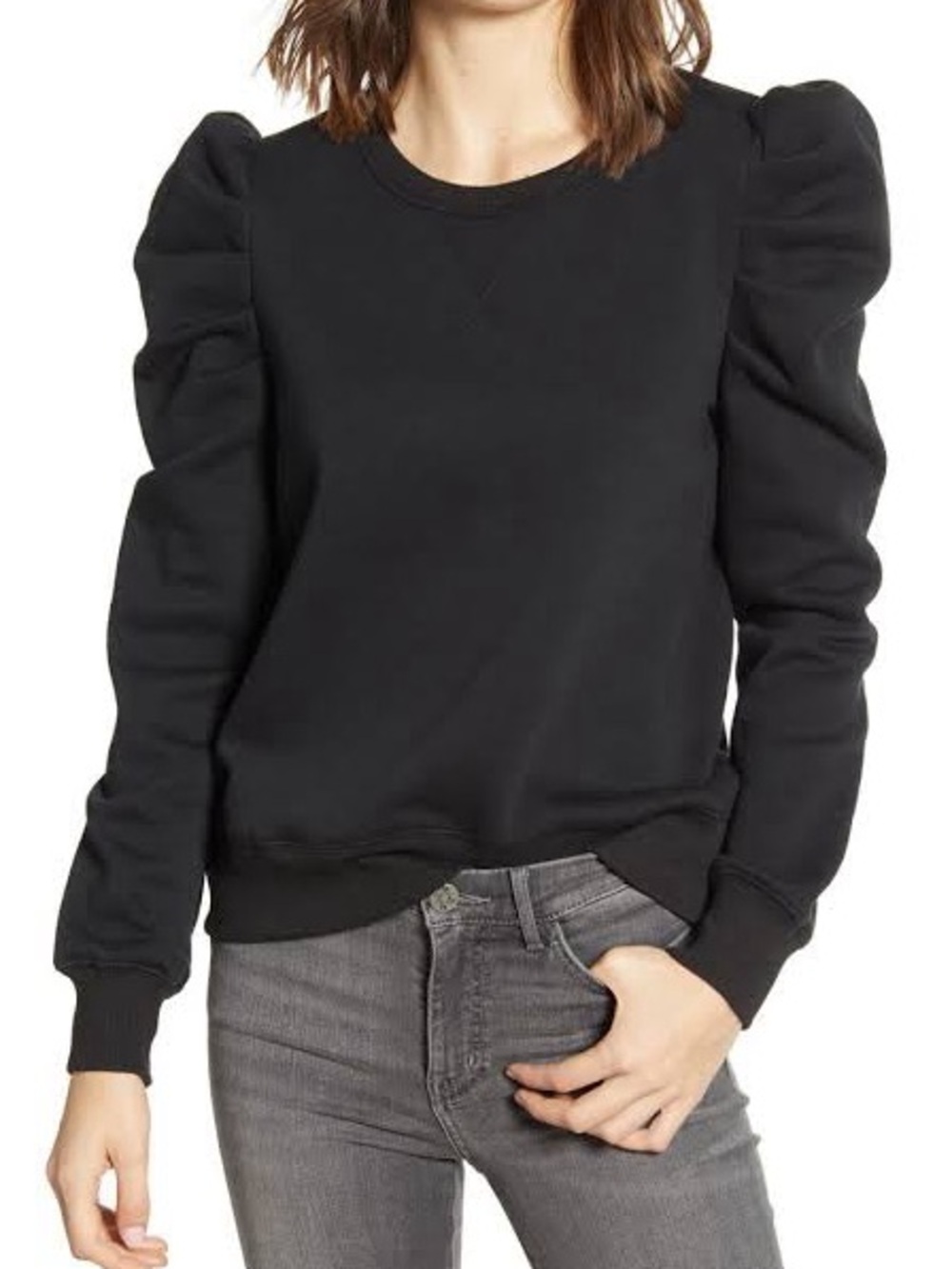Rebecca Minkoff Janine Black Puff Sleeve Sweatshirt